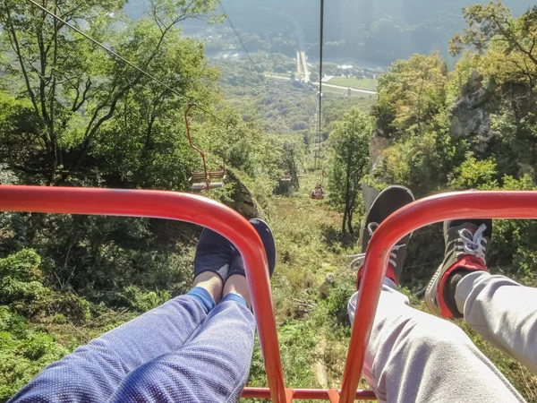 Vue Hauteur Téléphérique Belle Vallée Verte Lagonaki — Photo