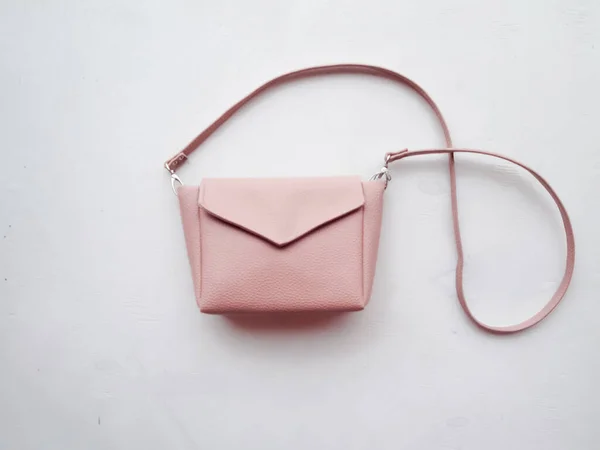 Bolsa Mulheres Pastel Rosa Fundo Branco Acessório Mulher Moda Primavera — Fotografia de Stock