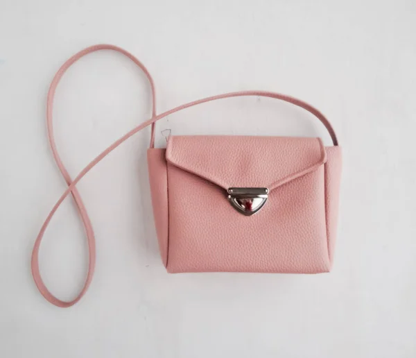 Pink Pastel Women Handbag White Background Fashionable Women Accessory Spring — Stock Photo, Image