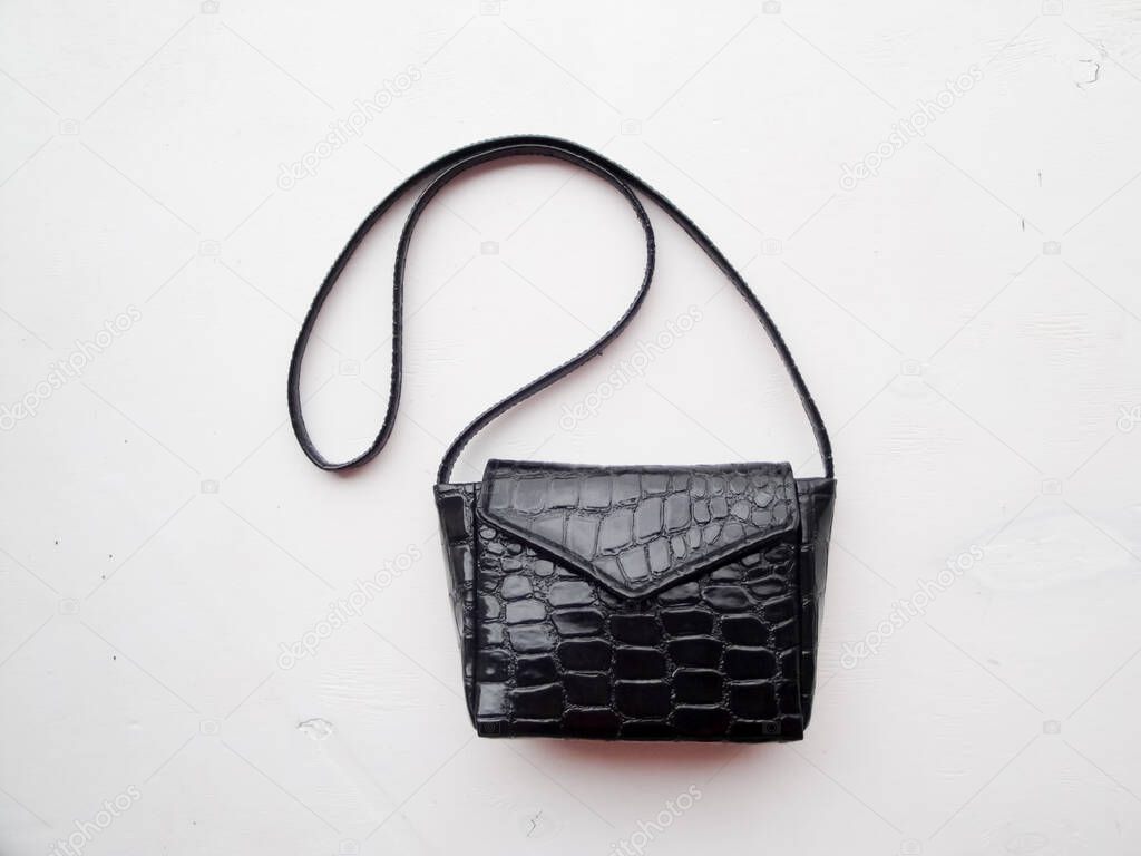  Black handmade women's shopper bag, patent leather bag made of crocodile eco leather, patent leather accessory.
