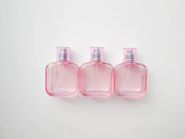 Zestaw Kolorowych Butelek Kosmetycznych Ampułek Tubek Puszek Białym Tle Różowe — Zdjęcie stockowe