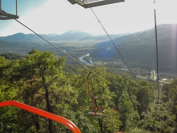 Vue Hauteur Téléphérique Belle Vallée Verte Lagonaki — Photo