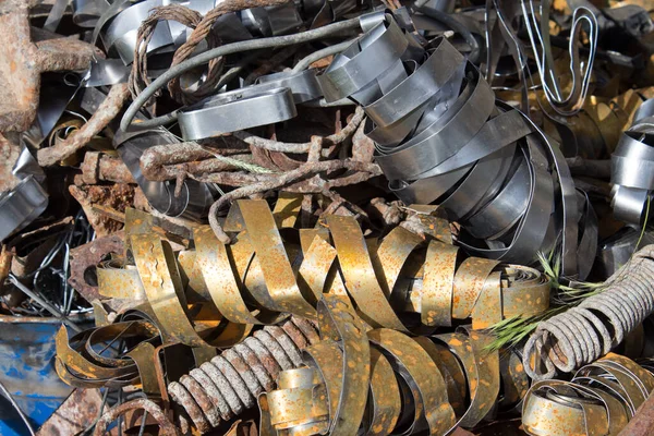 Pile Scrap Metal Closeup Landfill Rusty Scrap Metal Case Wire — Stock Photo, Image