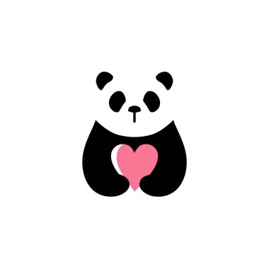 panda love logo vektör resimleme