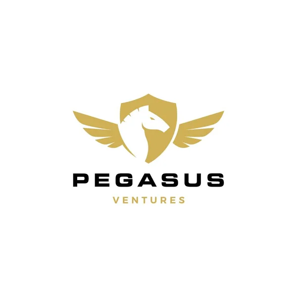 Pegasus paard schild logo vector pictogram illustratie — Stockvector