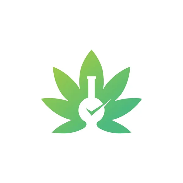 Laboratoire de cannabis test vérifier certificat certifié icône logo illustration — Image vectorielle