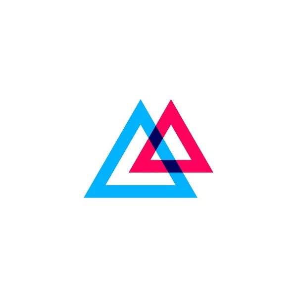 Dubbel triangel överlappande logotyp vektor ikon illustration — Stock vektor