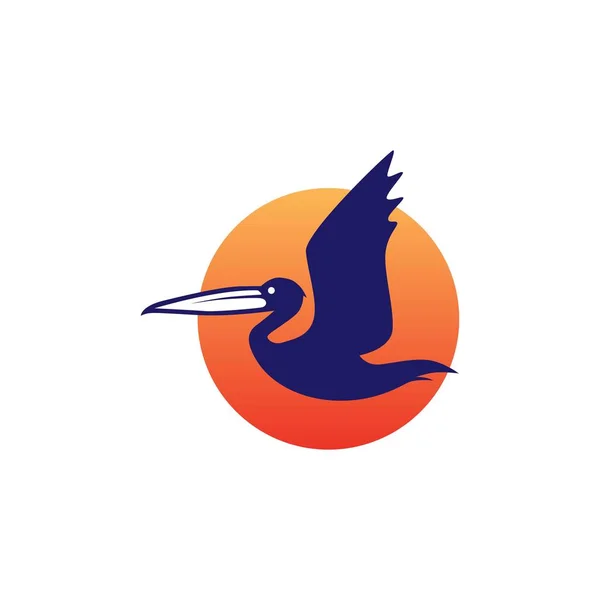 Pélican golfe oiseau côte plage logo vecteur icône illustration — Image vectorielle