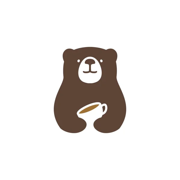 Urso café logotipo ícone do vetor ilustração —  Vetores de Stock