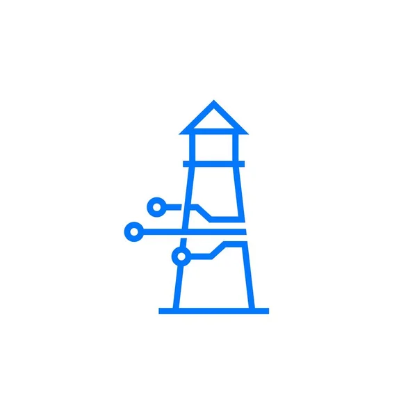 Smart lighthouse tech logo vector icono ilustración — Vector de stock