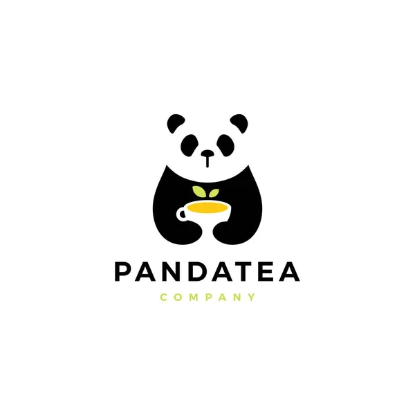 Panda thé tasse logo vecteur icône illustration — Image vectorielle