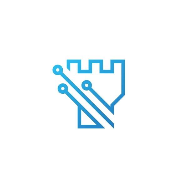 Castillo tecnología logo vector icono ilustración — Vector de stock