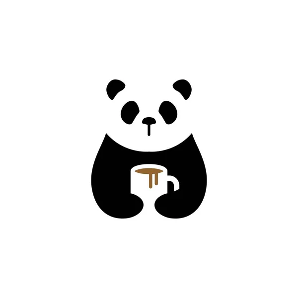 Panda Kaffeetasse Logo Vektor Symbol Illustration — Stockvektor