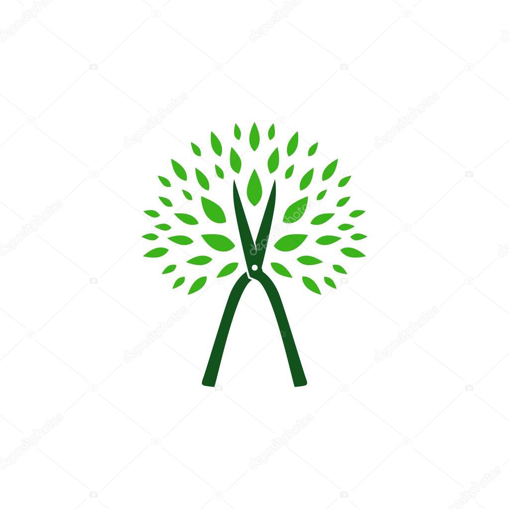 Tree cutting service logo vector icon illustration