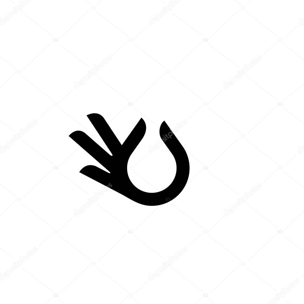 hand gesture black drop oil logo vector icon illustration