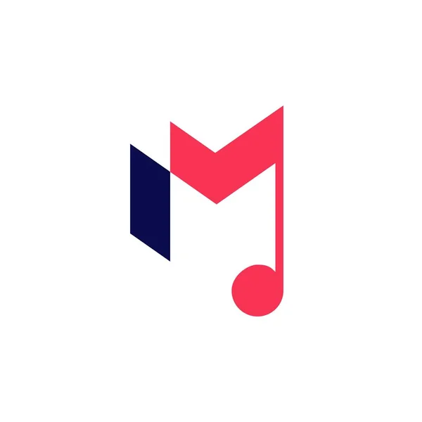 M lettera note musicali logo vettoriale icona illustrazione — Vettoriale Stock