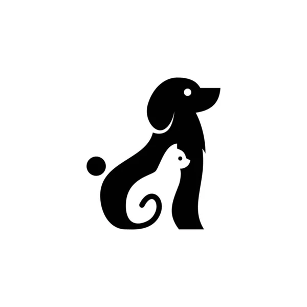 Dog cat pet logo vector icon illustration negative space style — Stock Vector
