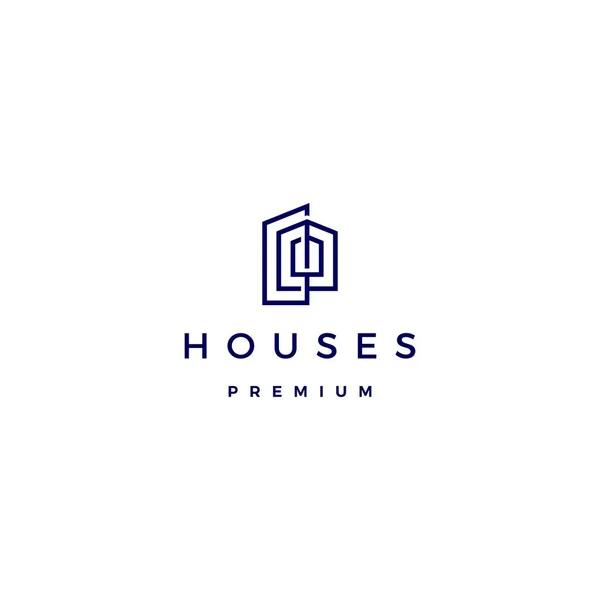 House home mortgage mortgage ön cephesi logo vektör çizelgesi çizgisi monoline — Stok Vektör