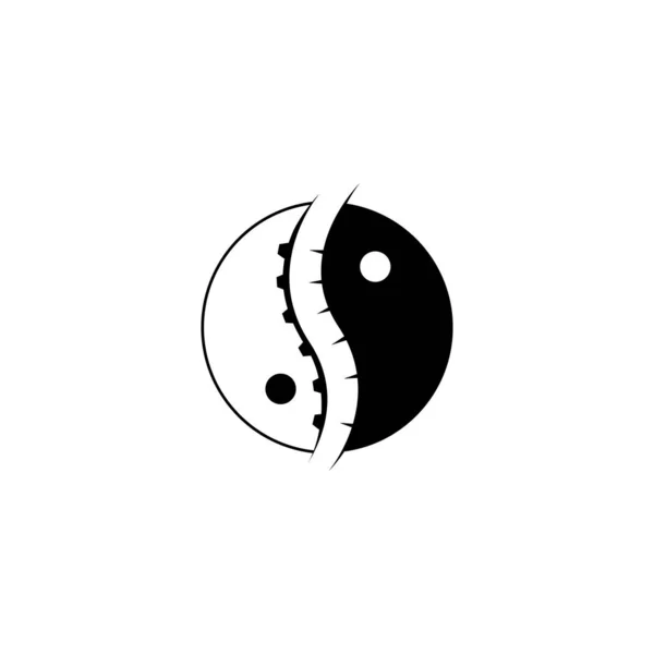 Çin yini ve yang kiropraktik logo omurga bakımı vektör ikonu çizimi — Stok Vektör