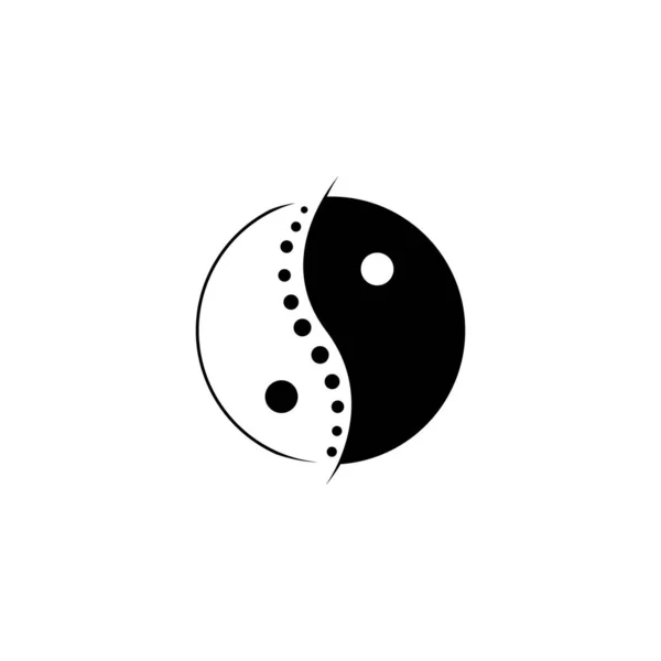 Yin chino y yang quiropráctico logo espina dorsal cuidado espinal icono ilustración — Vector de stock