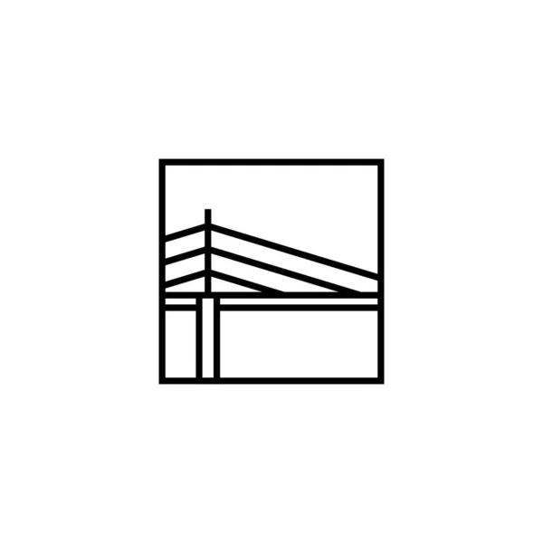 Puente cuadrado logo vector icono ilustración línea esquema monolina — Vector de stock