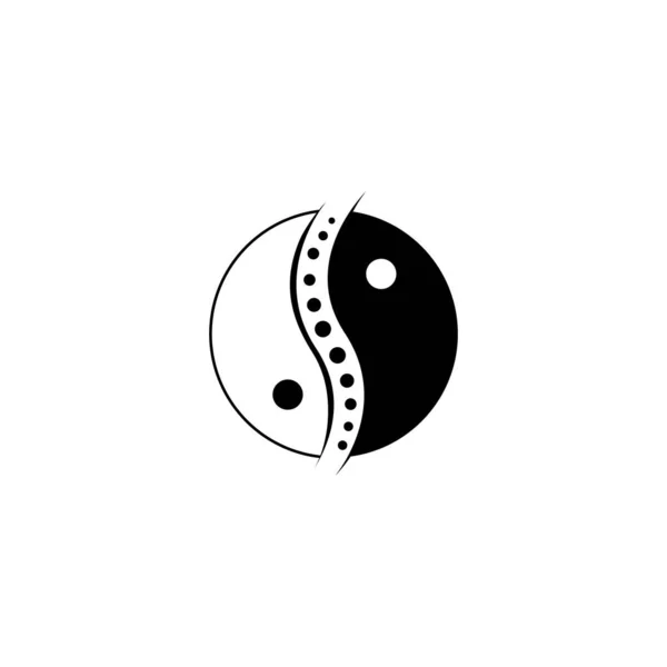 Yin chinês e yang quiropraxia logotipo coluna vertebral cuidado vetor ícone ilustração — Vetor de Stock