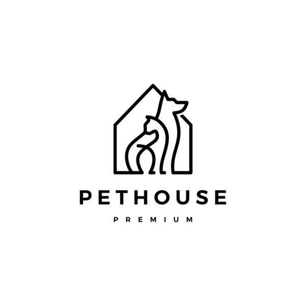 Hond kat huisdier huis logo vector pictogram lijn art outline — Stockvector