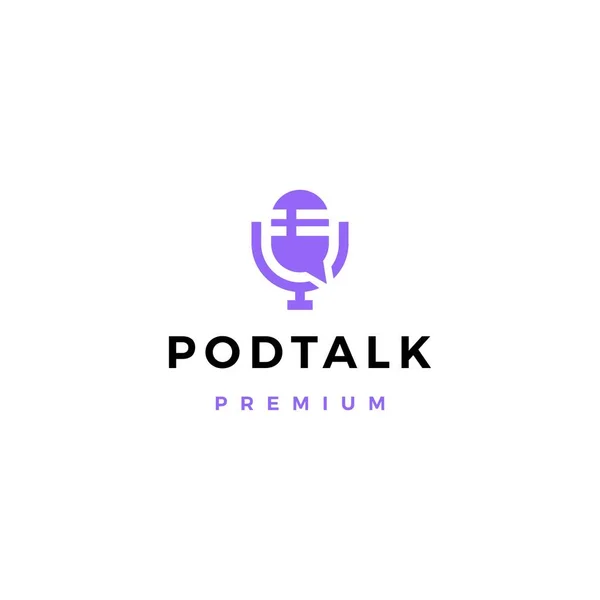 Podcast mic talk chat bel logo vector pictogram illustratie — Stockvector