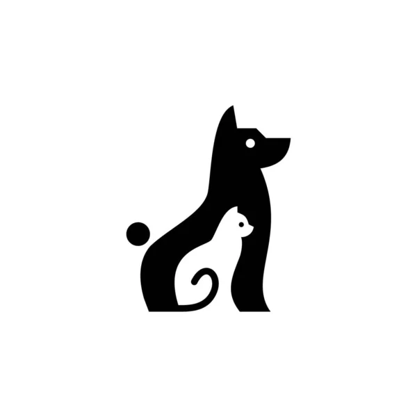 犬猫のロゴベクトルアイコンイラスト｜マイナススペーススタイル — ストックベクタ