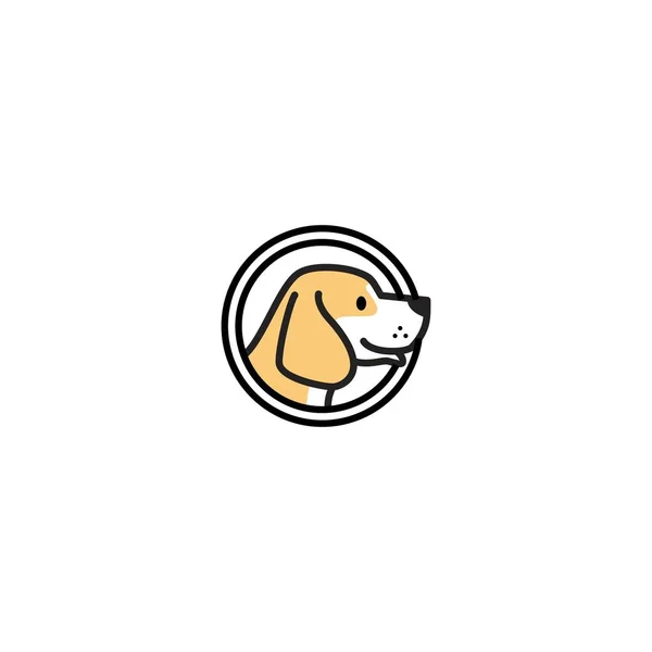 Hond hoofd in een cirkel logo vector pictogram illustratie badges — Stockvector