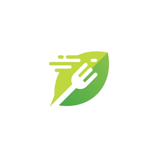 Illustration vectorielle d'icône de logo de nourriture de feuille de fourche — Image vectorielle