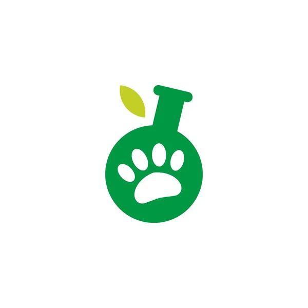 Laboratoire feuille patte animal logo vecteur icône illustration — Image vectorielle
