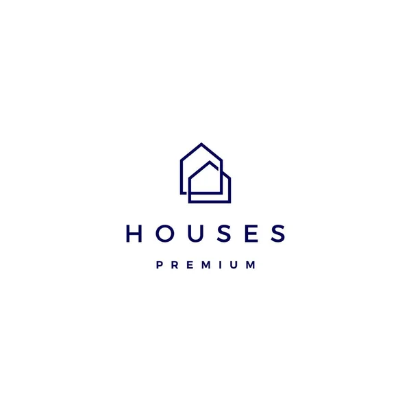 Casa casa arquitecto hipoteca fachada logo vector icono ilustración línea esquema monolina — Archivo Imágenes Vectoriales