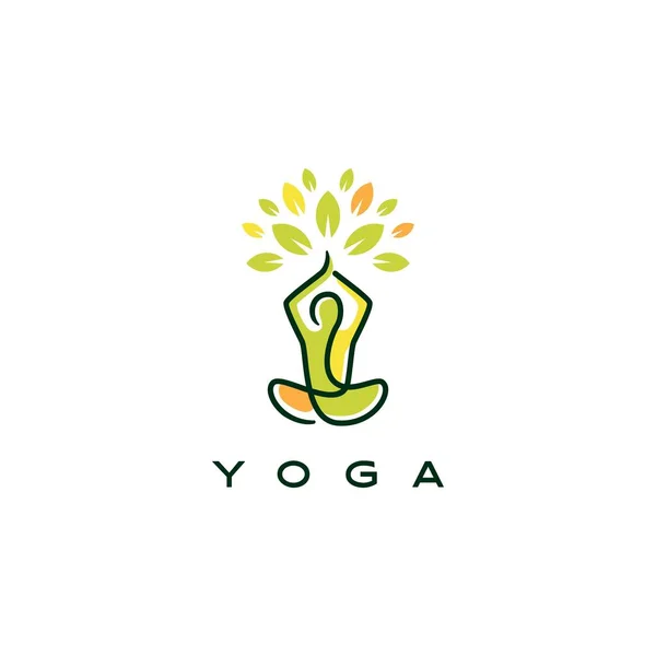 Йога лист дерево логотип Векторна ілюстрація йога лист дерево логотип Векторна ілюстрація — стоковий вектор