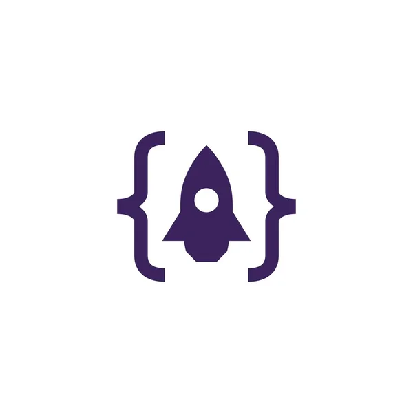 Ilustrasi ikon vektor logo roket kode luncurkan - Stok Vektor