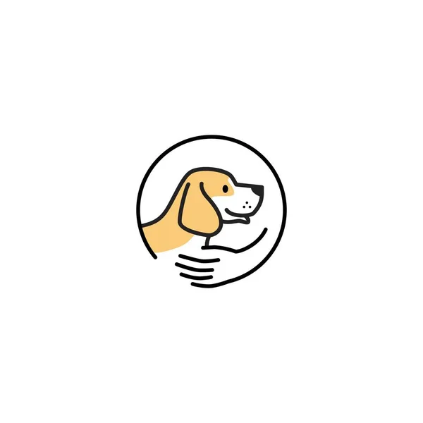 Haustier Hund Pflege Mensch Hand Logo Vektor Symbol Illustration — Stockvektor