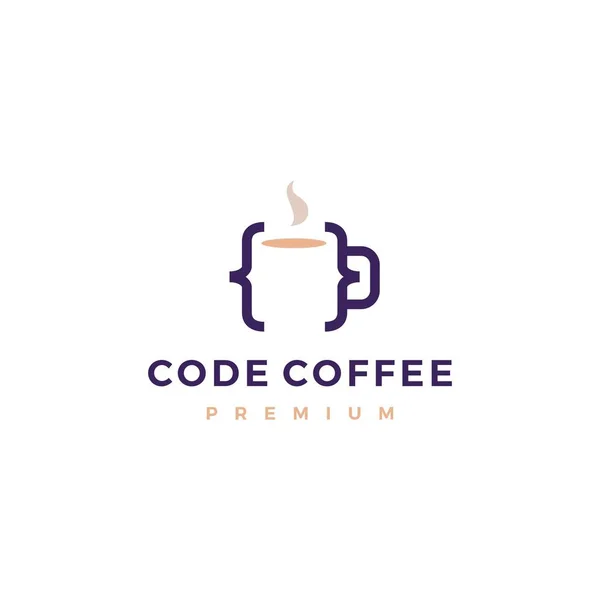 Código café café taza de vidrio logotipo icono del vector ilustración — Archivo Imágenes Vectoriales