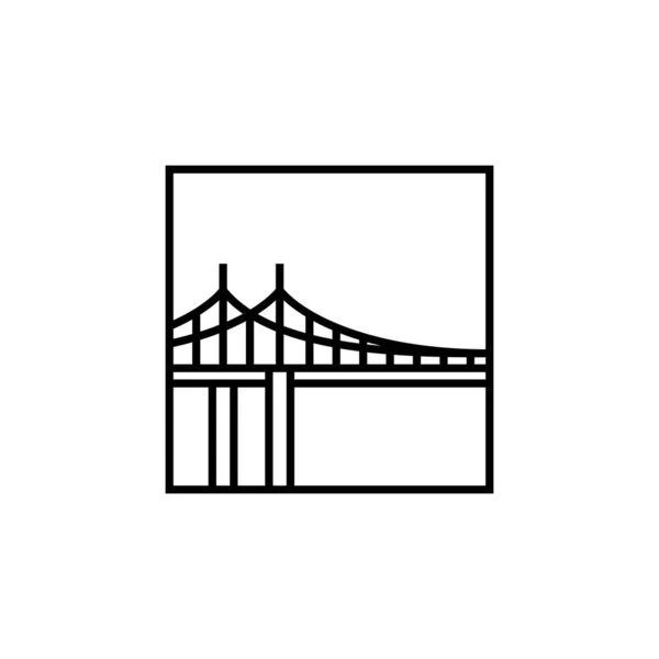 Ponte quadrado logotipo vetor ícone ilustração linha esboço monolina — Vetor de Stock