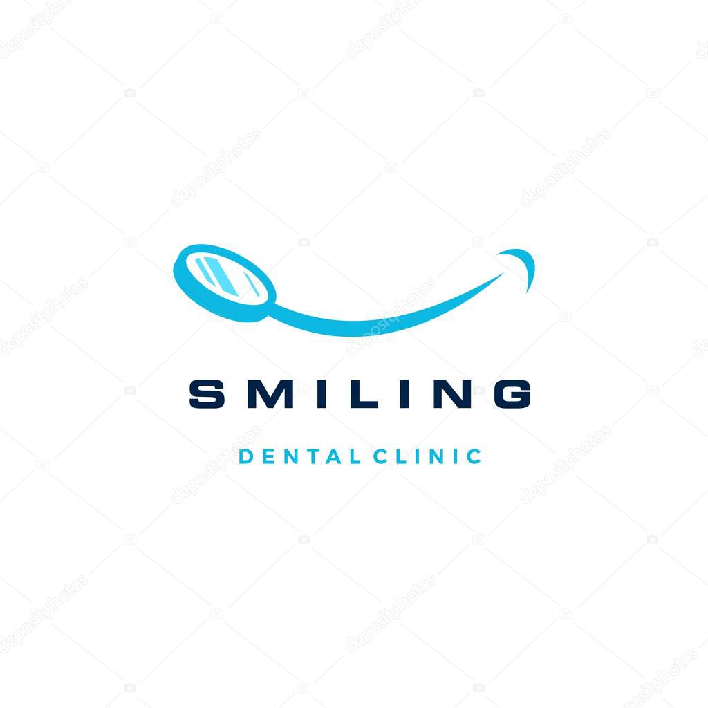 Smile dental mirror logo vector icon illustration