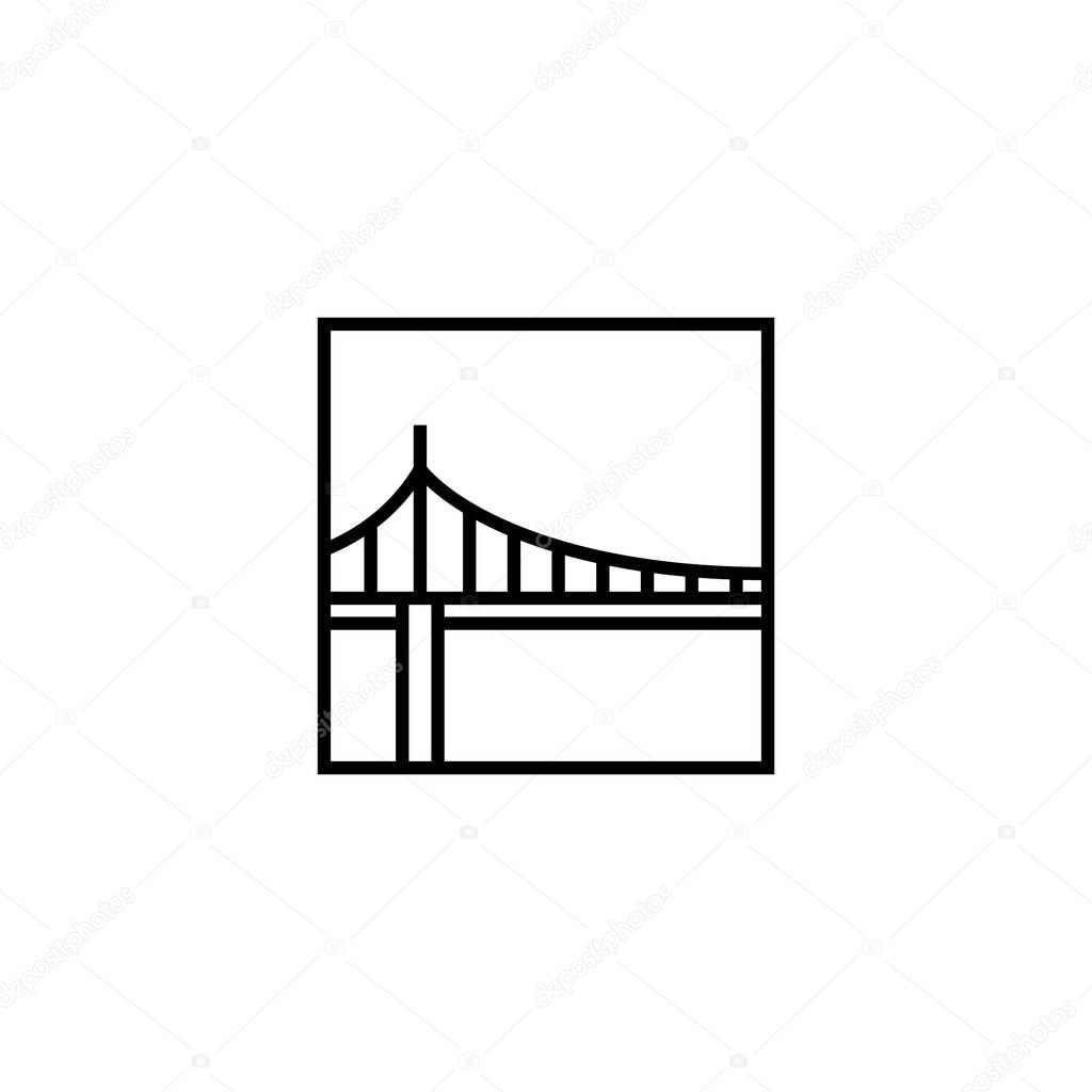 Bridge square logo vector icon illustration line outline monoline