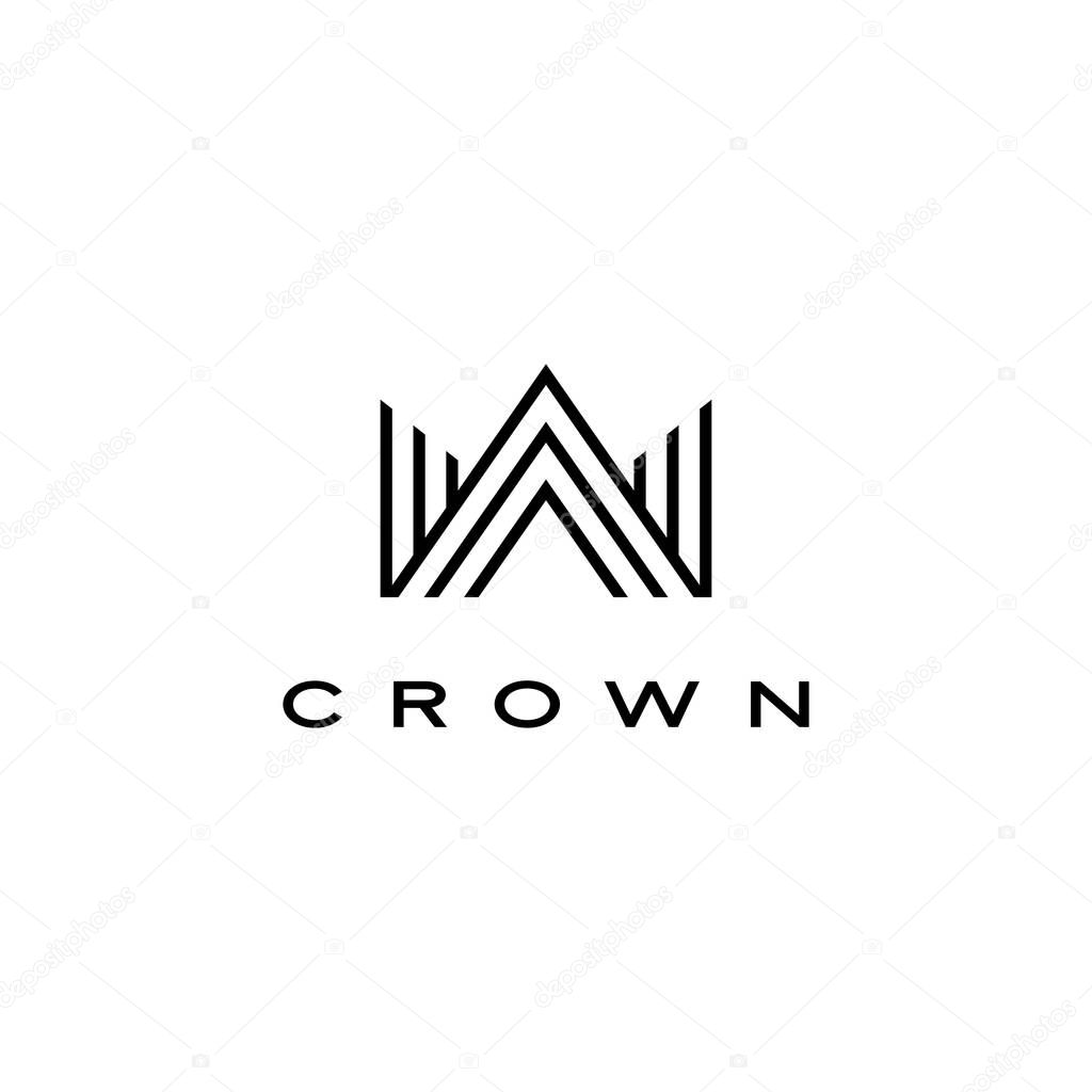 Crown logo vector icon illustration line stripes style