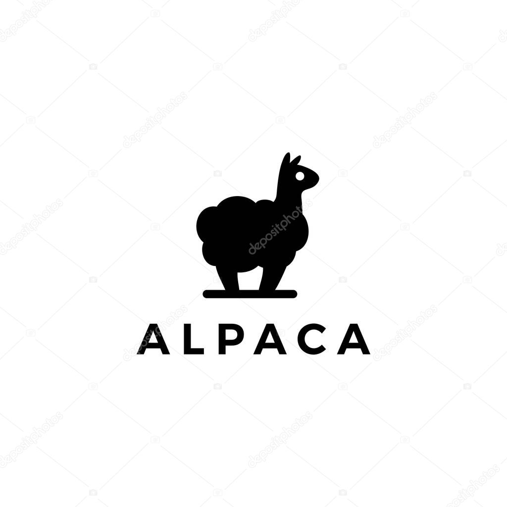 Alpaca llama logo vector icon illustration