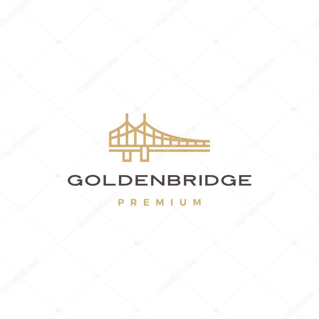 Golden bridge logo vector icon illustration