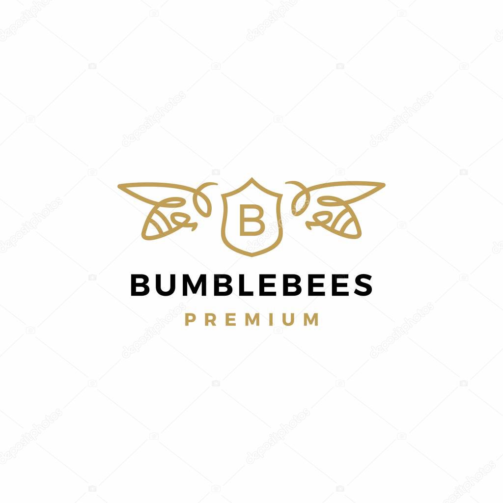 Bumble bee coat of arms logo vector icon illustration