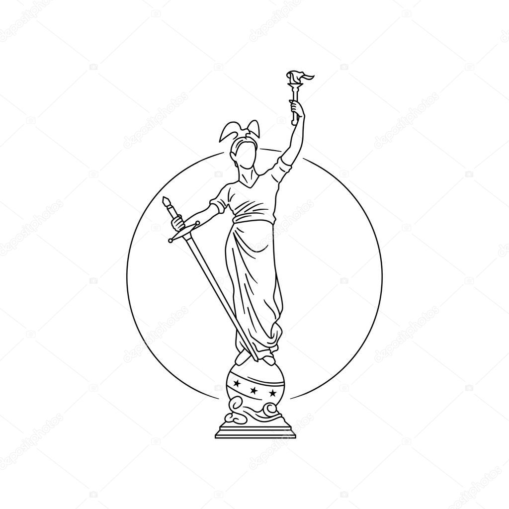 Soldier and sailor statue logo vector icon illustration in line outline monoline style