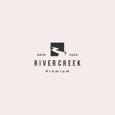 River Creek logosu hipster retro vintage vektör resimleme