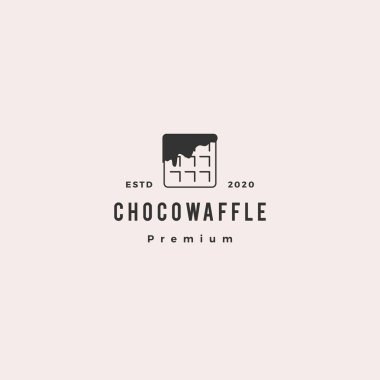 Çikolatalı waffle logosu hipster antika vektör ikonu