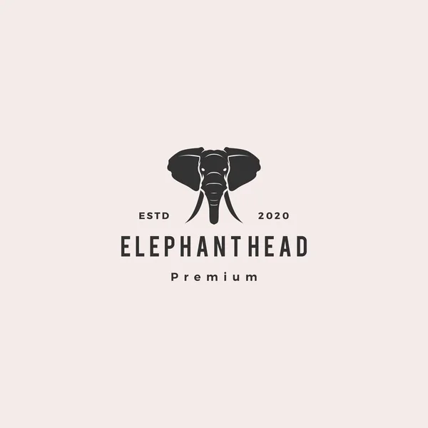 Elefante cabeza logo hipster retro vintage vector icono ilustración — Vector de stock