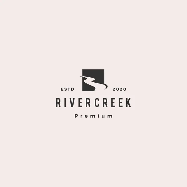 River Creek Logo Hipster Retro Vektor Ikone Illustration — Stockvektor