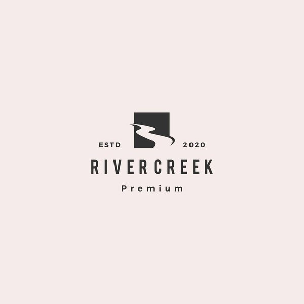 river creek logo hipster retro vintage vector icon illustration